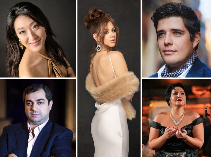Петимата ученици на Кабаиванска, които ще участват в концерта (от ляво надясно): Витория Йео, Арсен Согомонян, Александрина Михайлова, Джузепе Инфантино и Бая Саганалидзе. - Децата на Кабаиванска в оперна гала за 24 май